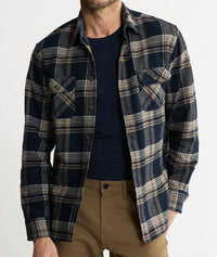 JACHS NEW YORK Brawny Flannel Shirt & Thermal Long Sleeve Tee - 2-pack in navy plaid brawny - men's shirt