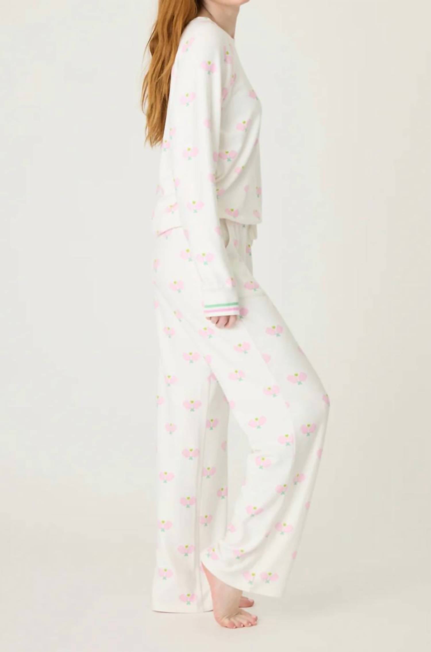 PJ Salvage Peachy Party Pickleball Pant in ivory pink - women's pants - alternate view