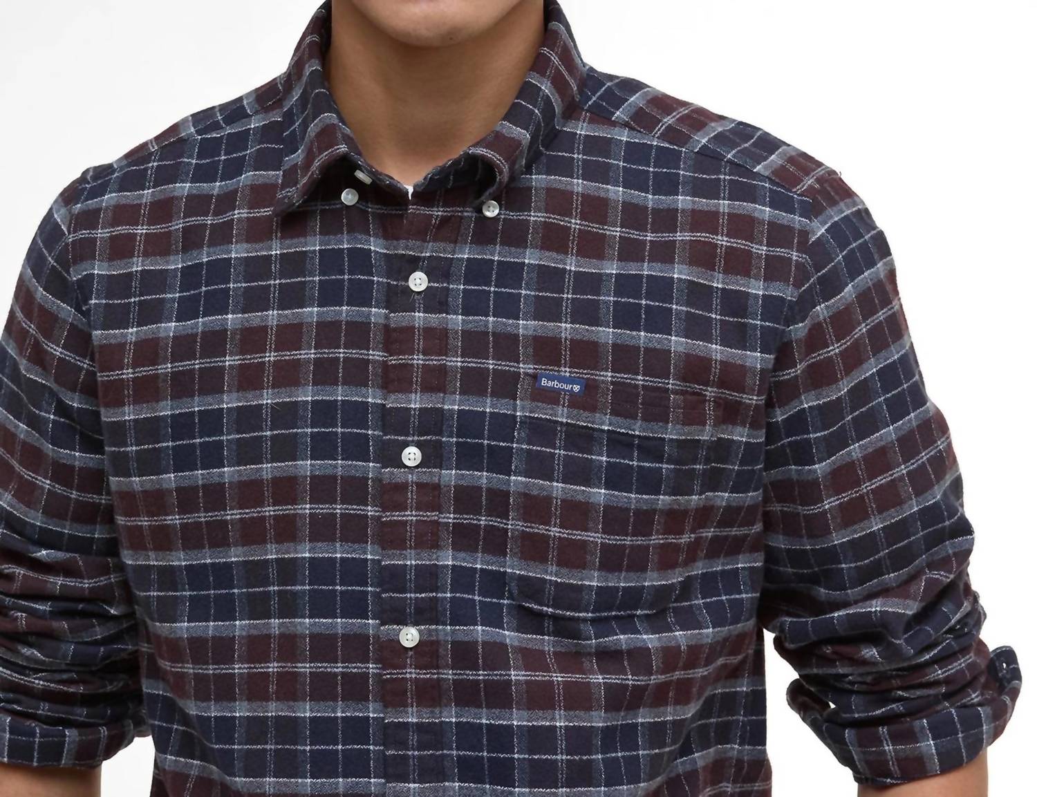 Barbour Haddington Tailored Tartan Shirt in midnight oak tartan - men's shirt - alternate view