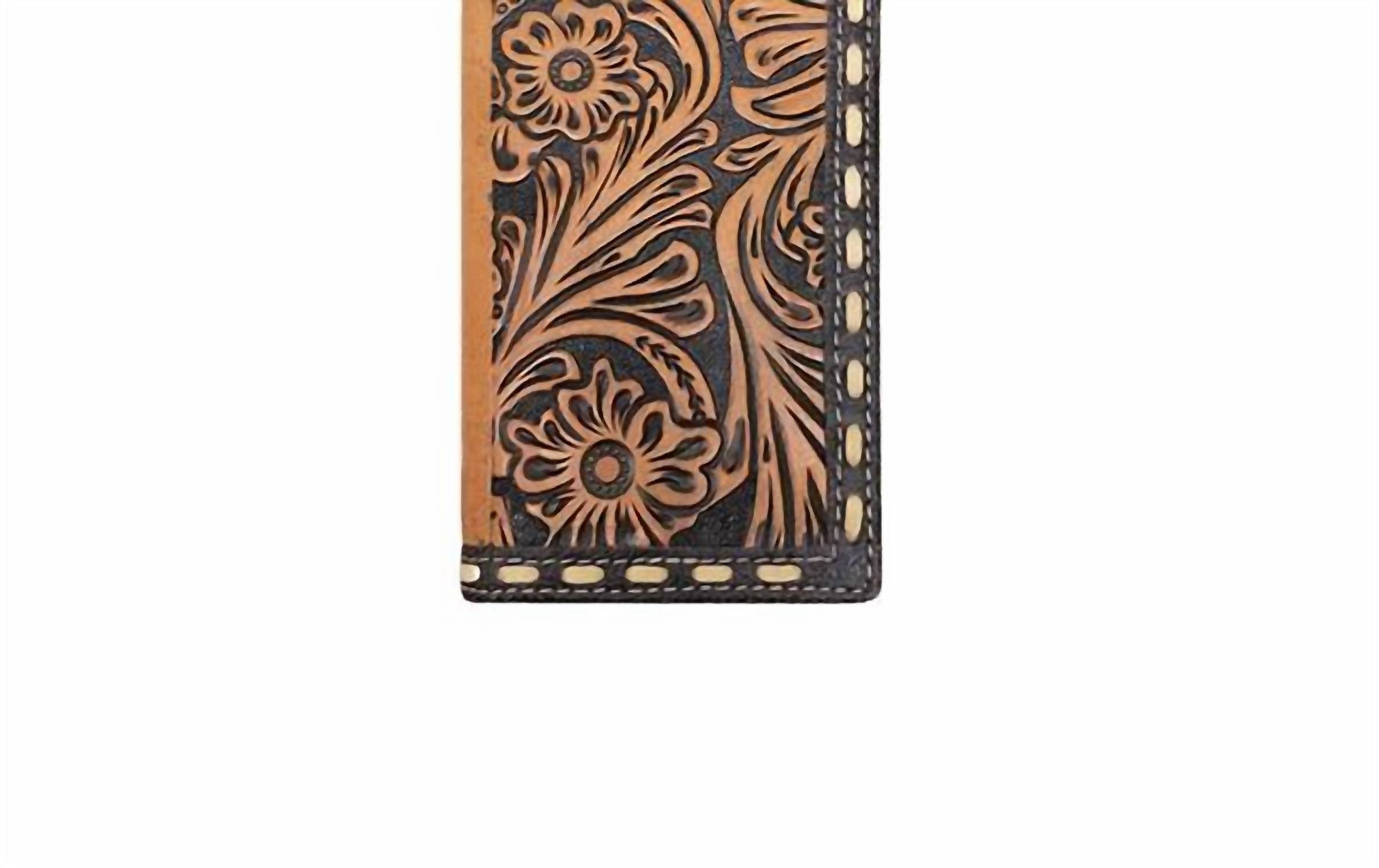 ROPER Tooled Leather Wallet in cognac - men's bag