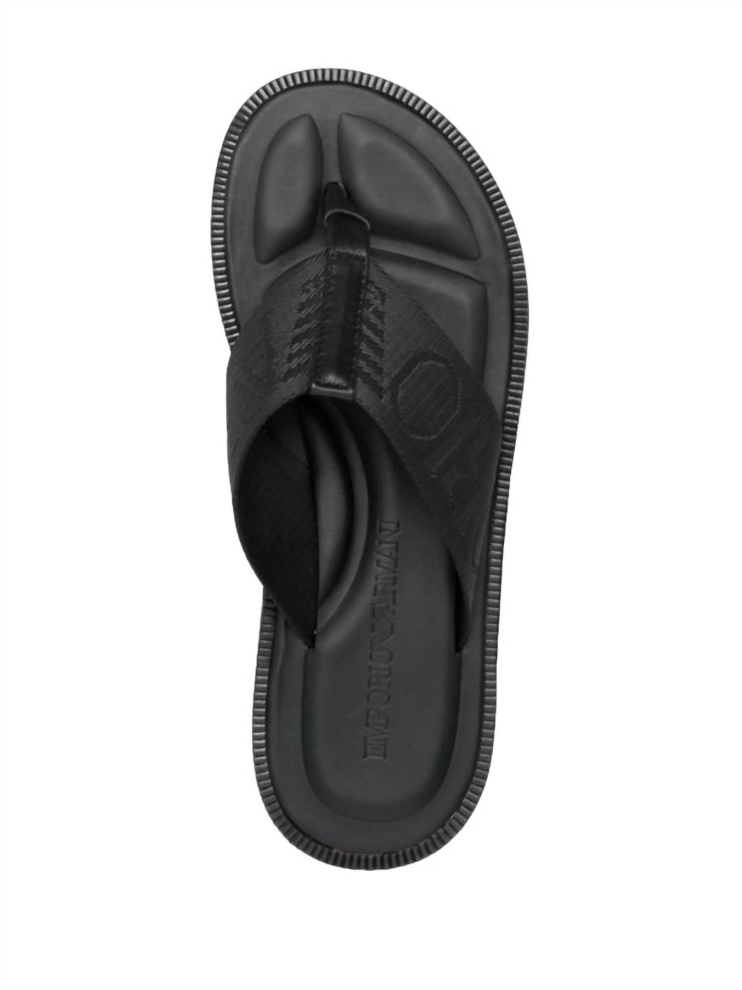 EMPORIO ARMANI Men's Logo Tape Thong Slip-on Flat Sandals in black - men's sandal - view 4