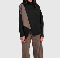 ALEMBIKA Brighton Funnel Top in chocolate - women's long sleeve top