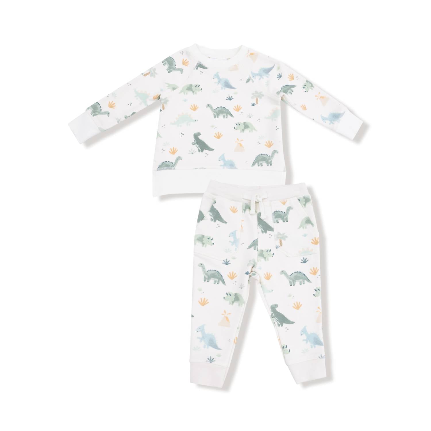 ANGEL DEAR Boy's Soft Dinos French Terry Raglan Set in multi - item