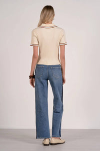 Elan - Ribbed Collared Short Sleeve Sweater