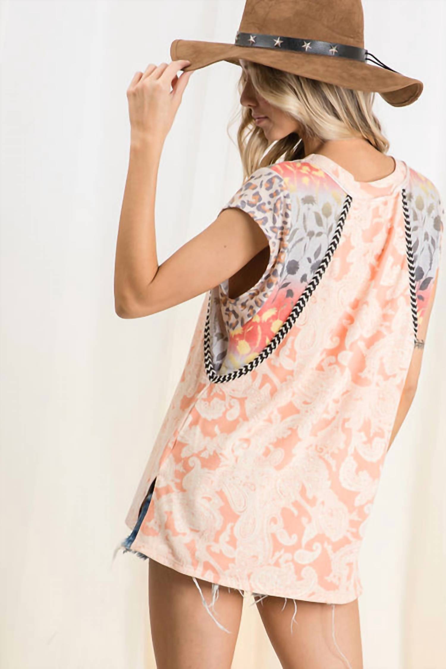 Ces Femme Paisley & Leopard Short Sleeve Top in pink - women's t-shirt - view 5
