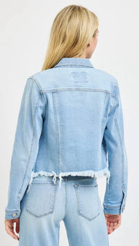 Risen - Irregular Frayed Hem Jean Jacket