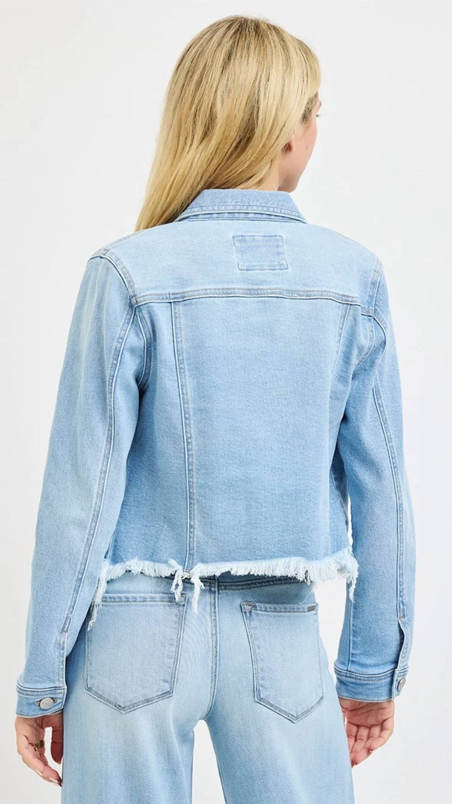 Risen - Irregular Frayed Hem Jean Jacket