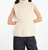 LAUREN MANOOGIAN Handknit Peplum Shell Vest in alabaster - women's jacket - alternate view