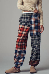 Urban Daizy - Mixed Plaid Patchwork Boho Jogger Pants