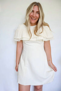 Tcec - Eleanor Pleated Capelet A-Line Mini Dress