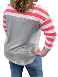 Honeyme - 3/4 Sleeve Stripe Tee