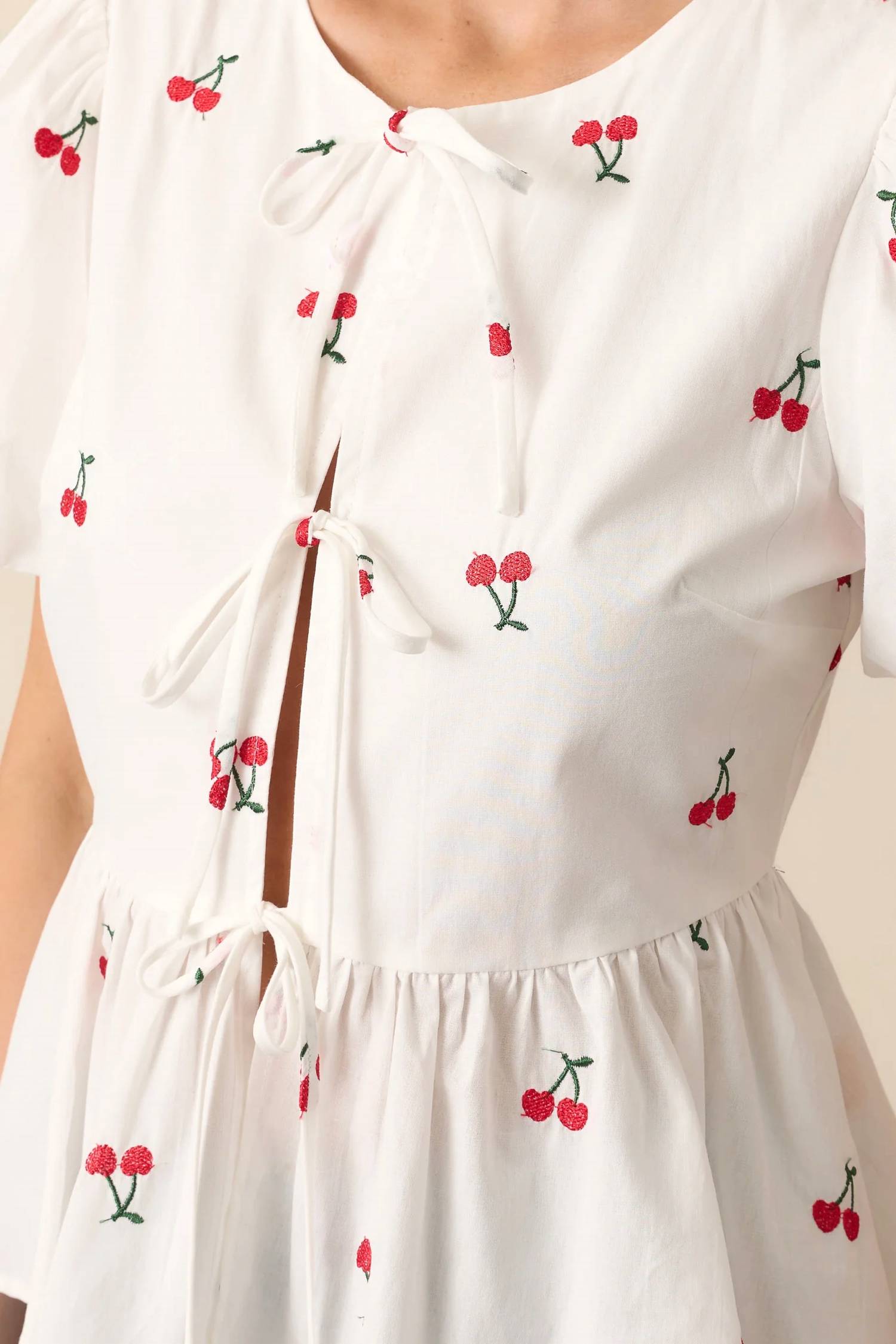 Flying Tomato - Cherry Me Embroidered Cotton Top