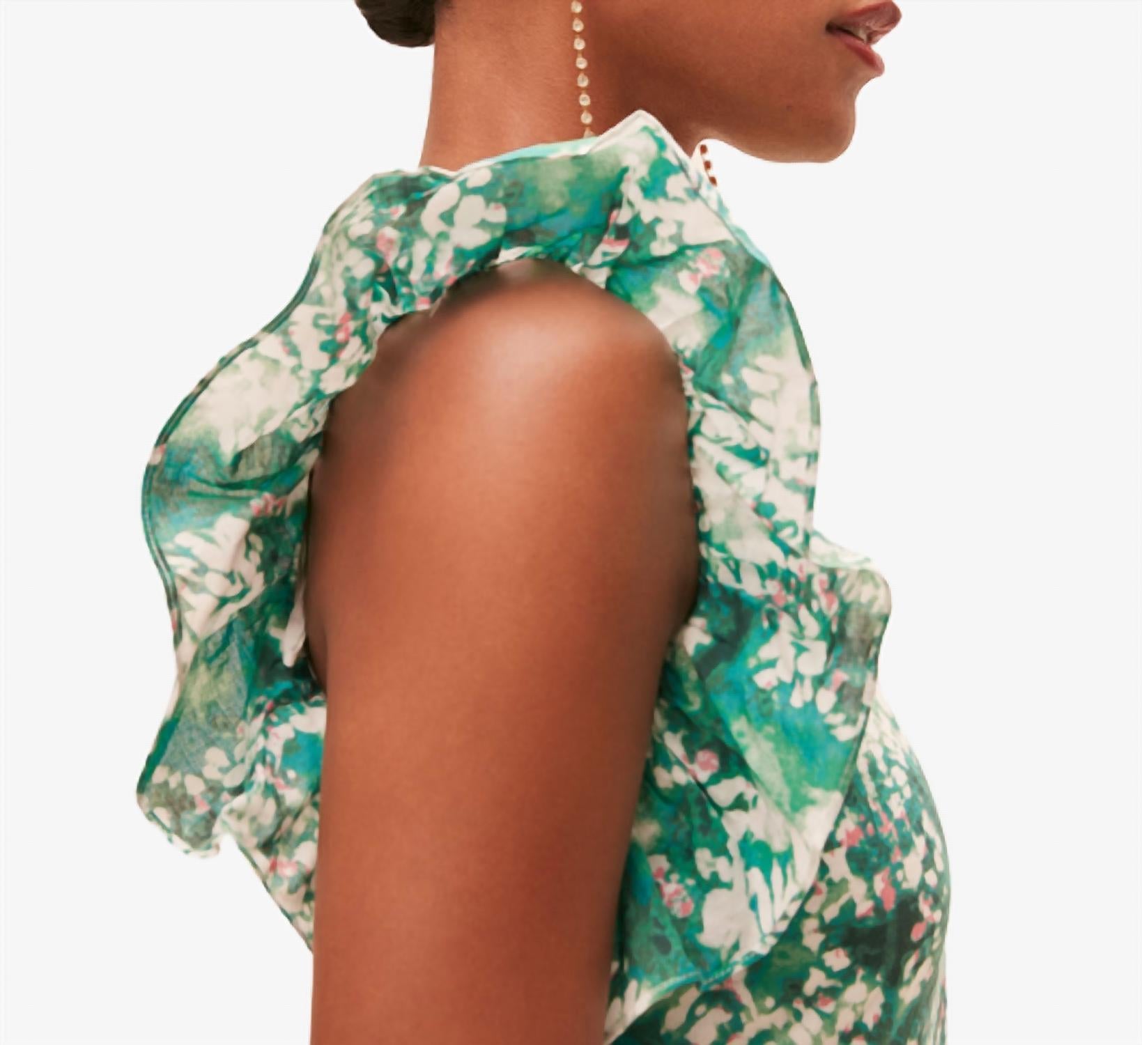 Suncoo One Shoulder Floral Dress in green 1 - women's dress - view 4