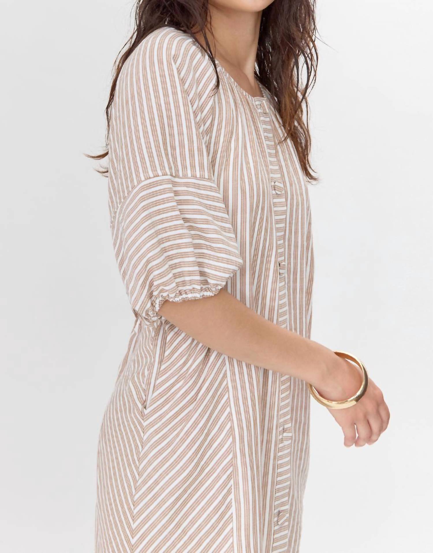 Greylin - Kyra Stripe Button Front Mini Dress