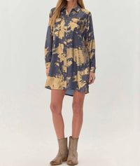Jodifl - Metallic Tie-Dye Shirt Dress
