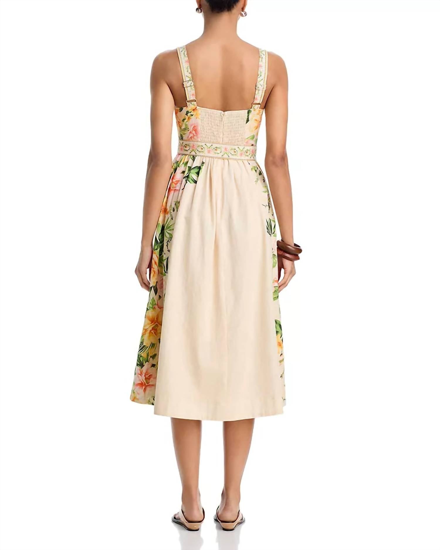Moon River - Belted Floral Midi Dress