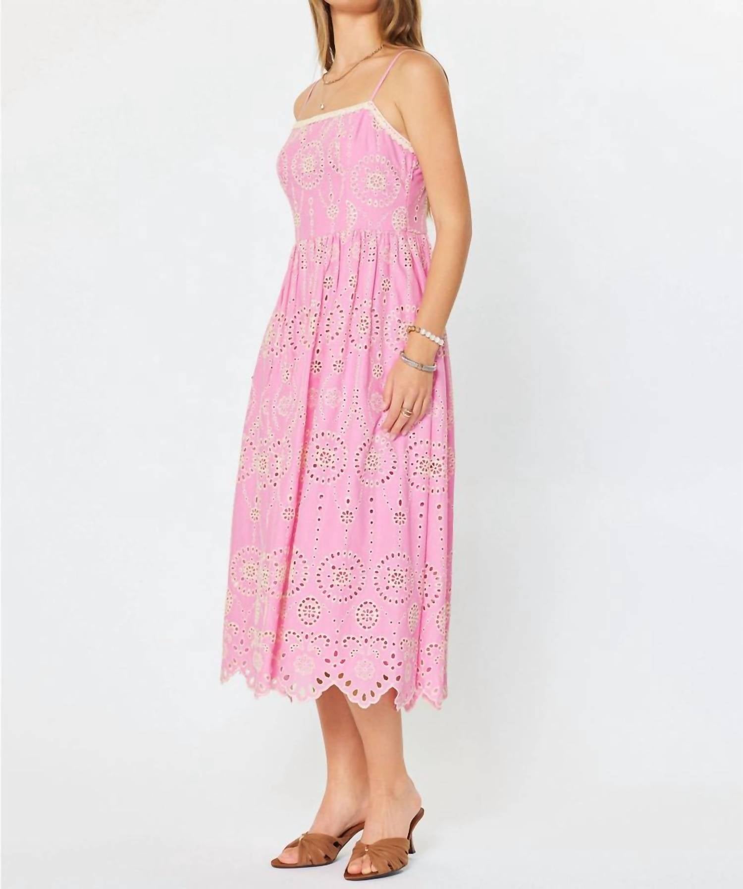Current Air - Embroidered Eyelet Midi Dress