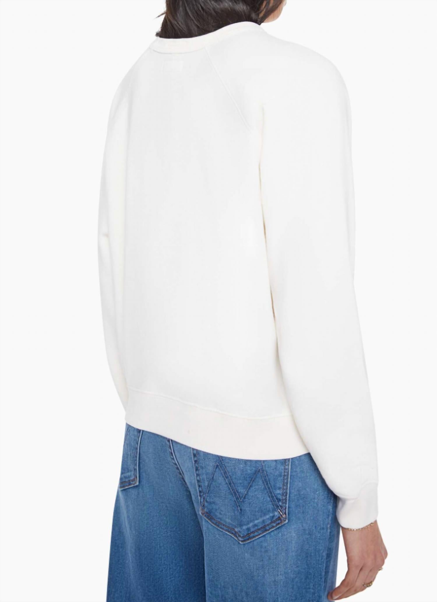 Mother Concert Crewneck Raglan Sweatshirt in white - women's top - alternate view