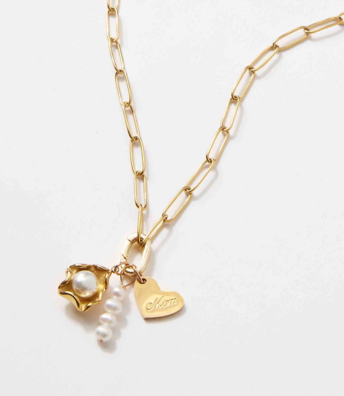farrah b JEWELRY Women's I Love You Mom Necklace in gold - women's jewelry - detail view