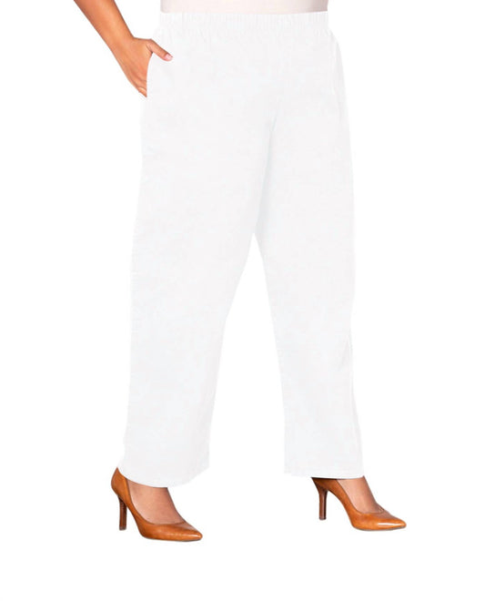 On The Plus Side - Wide Leg Stretch Twill Pants - Plus