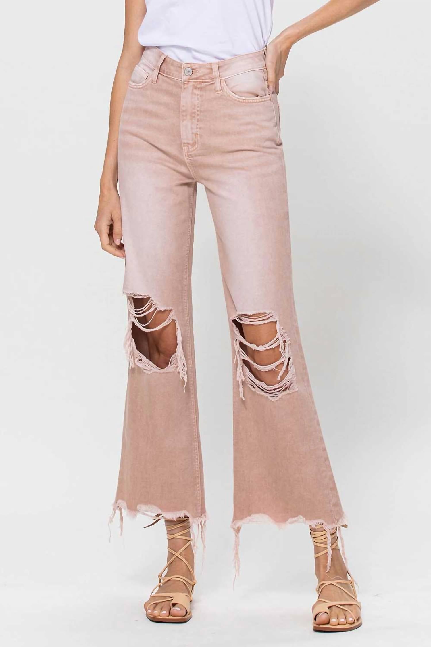 Vervet By Flying Monkey - 90's Vintage Super High Rise Crop Deconstructed Flare Jeans