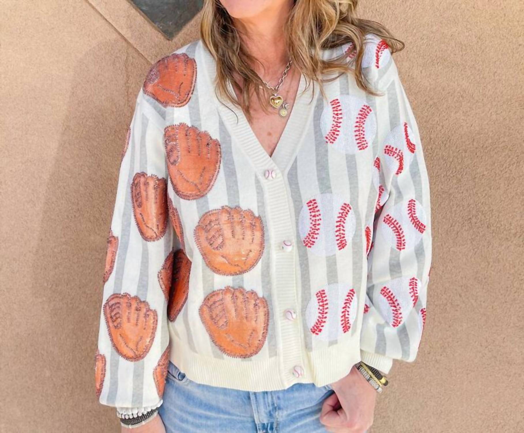 Queen Of Sparkles - Baseball & Glove Cardigan