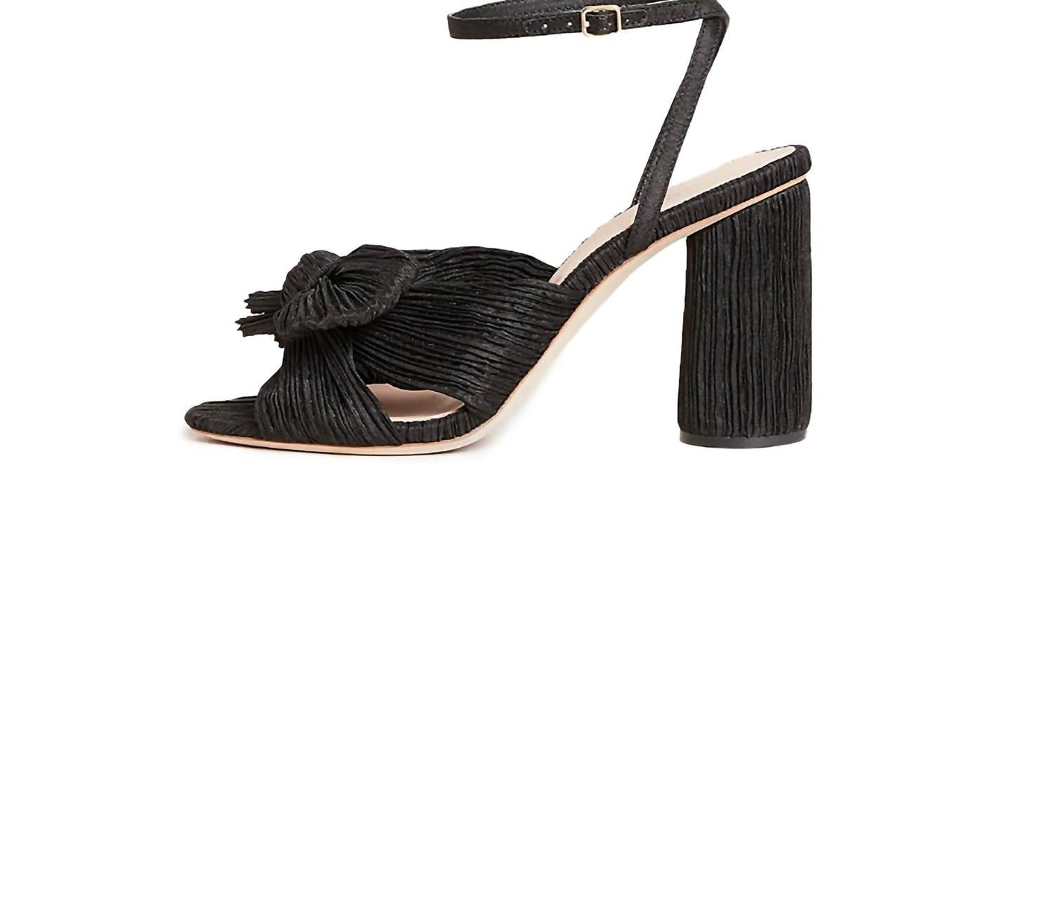 Loeffler Randall Women's Camellia Pleated Bow Heel in black - women's heels - detail view
