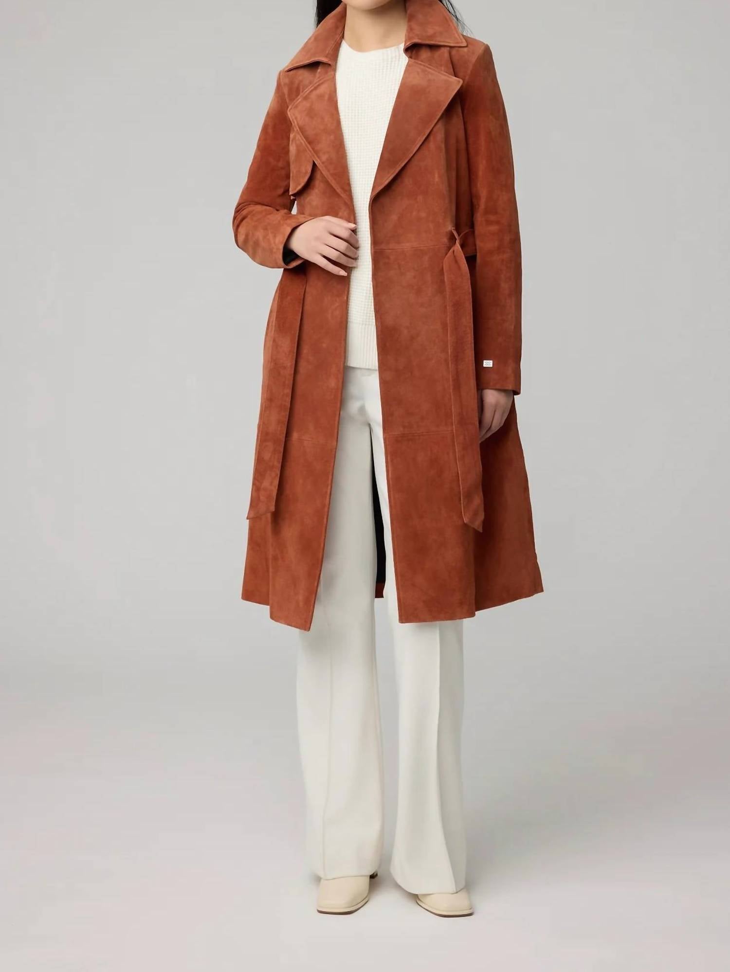SOIA&KYO Alexis-n Slim-fit Suede Trench Coat in copper - women's jacket