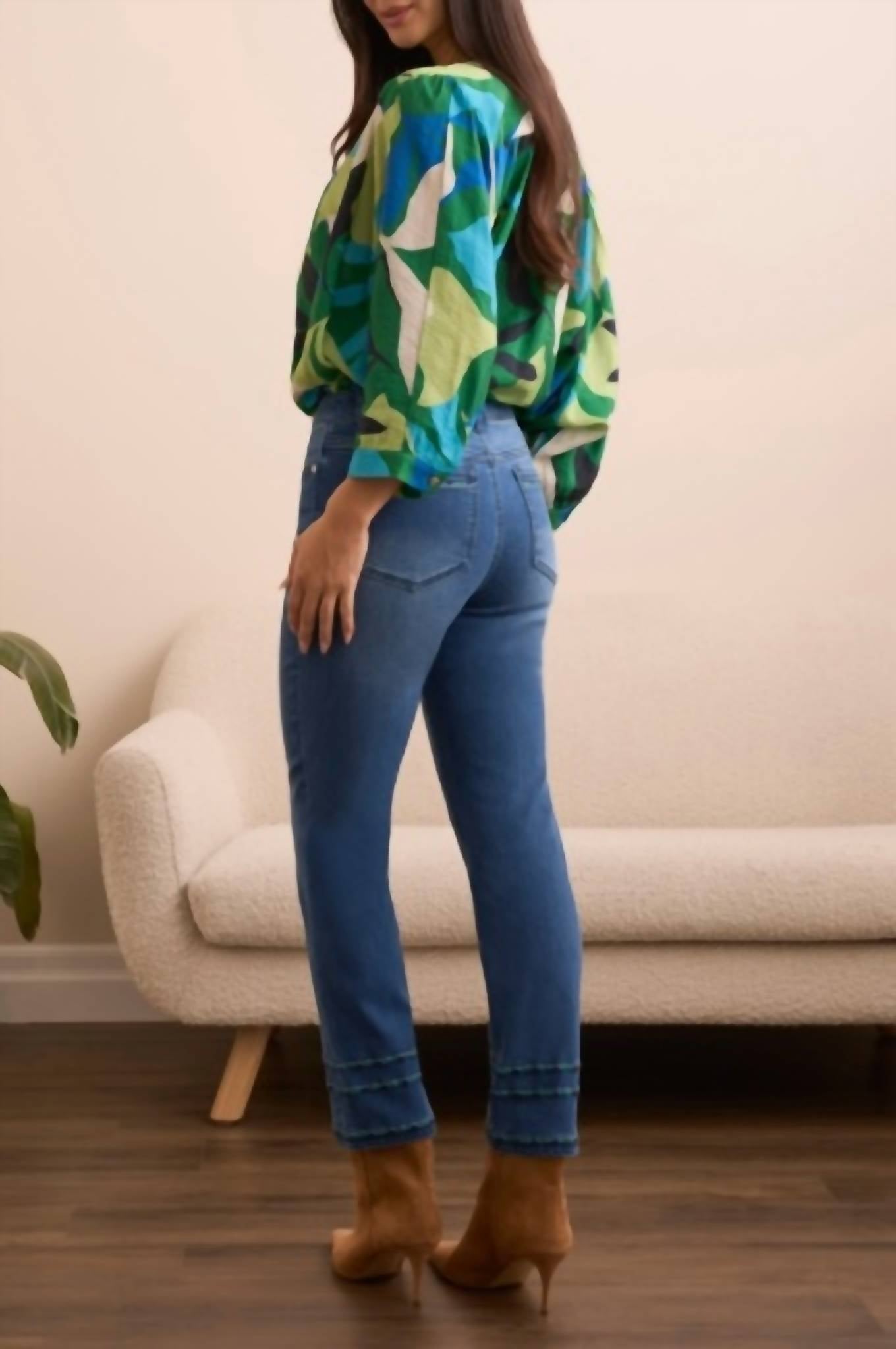 Tribal - Audrey Straight Crop Jeans With Tape Embroidery