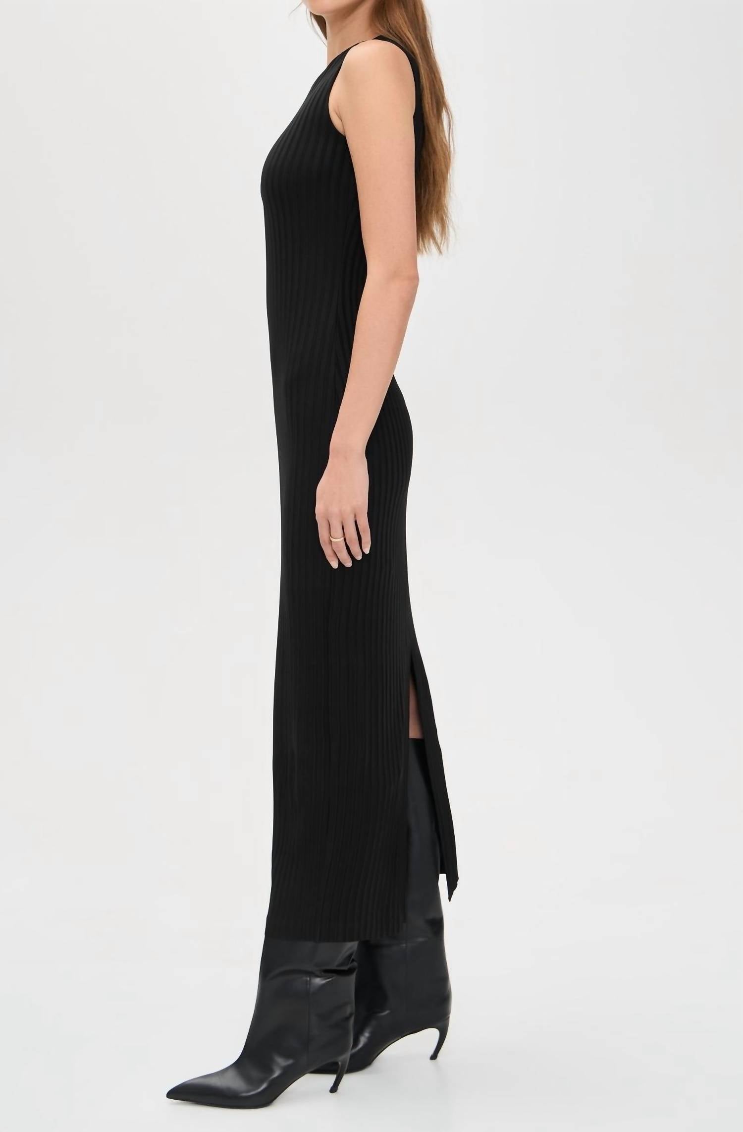 Rag & Bone Natalia Boatneck Midi Dress in black - women's dress - alternate view
