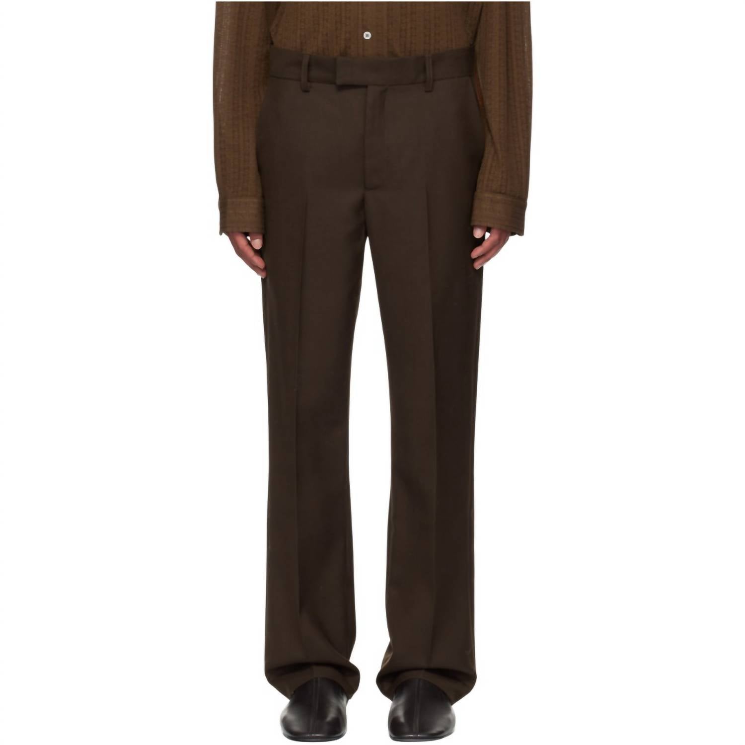 Sefr Mike Suit Trouser Pants in sludge brown wool - women's pants