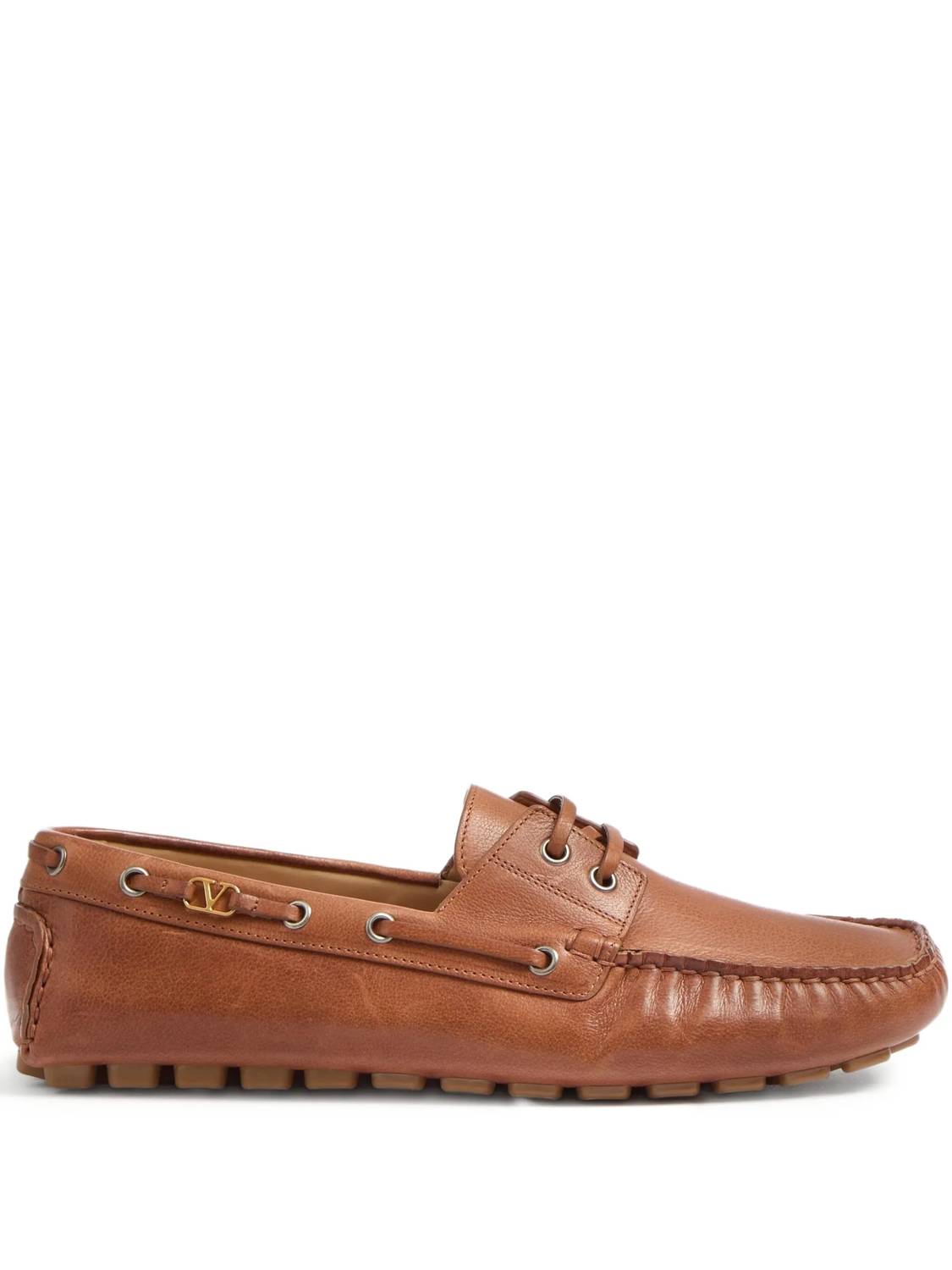 Valentino Garavani Men's Driver Fastaway Lace-up Boat Shoes in brown - men's shoe