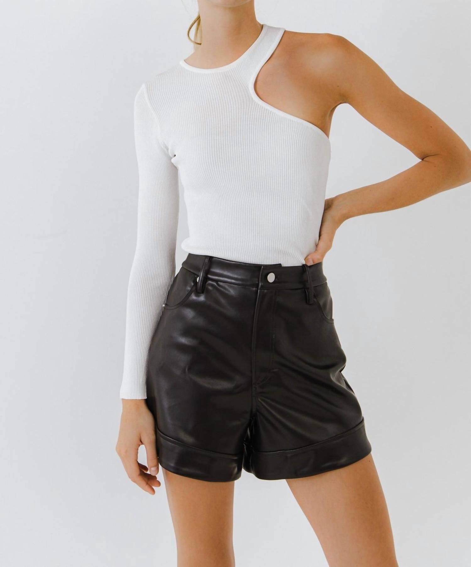 Endless Rose - Rhea One Shoulder Ribbed Top