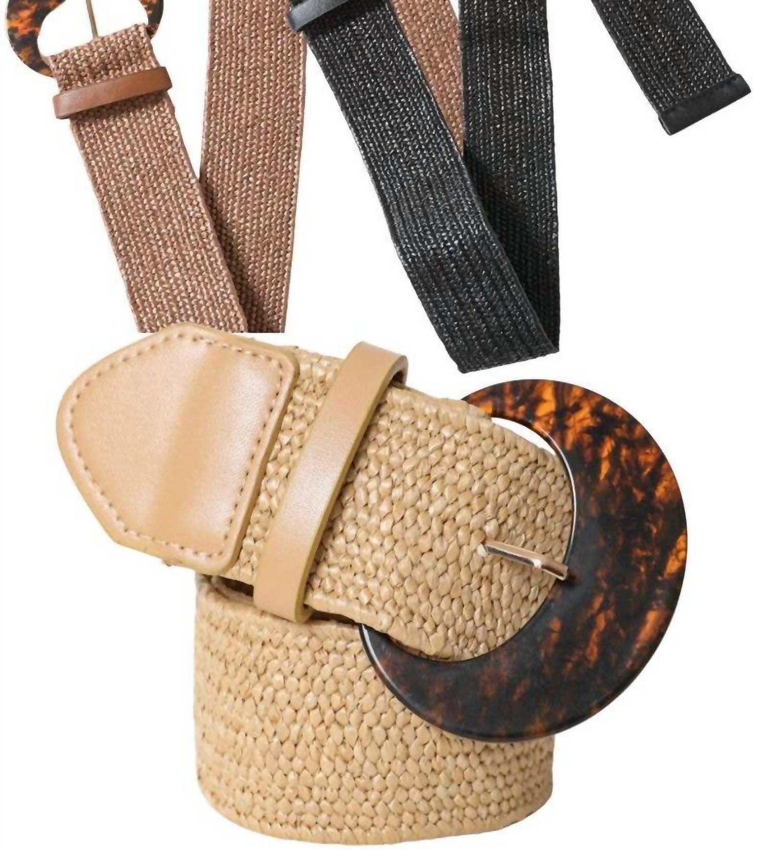 Leto - Women's Basketweave Stretch Cinch Belt