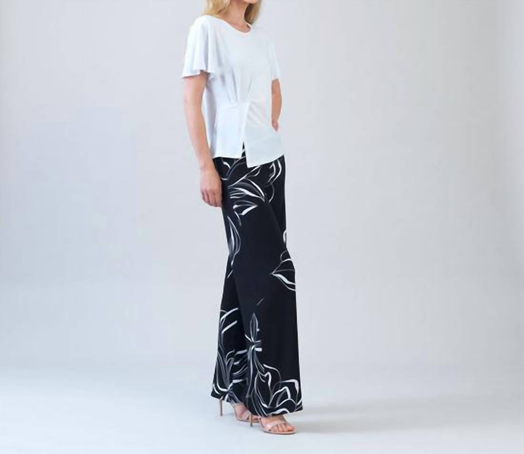 CLARA SUNWOO Crew Neck Flutter Short Sleeve Blouse in white - women's blouse - alternate view