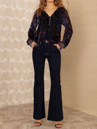 Hale Bob - Elyse Velvet Burnout Long Sleeve Top