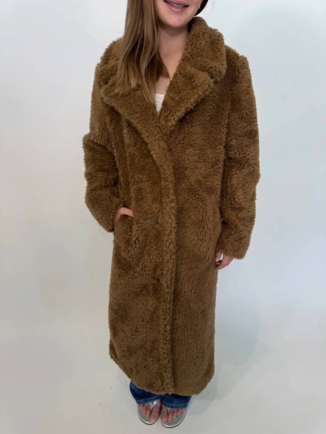 Katie J NYC Girls Paddie Coat in teddy bear brown - item - view 5