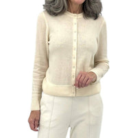 Kinross Snap And Ribbon Cardigan in vanilla - women's cardigan