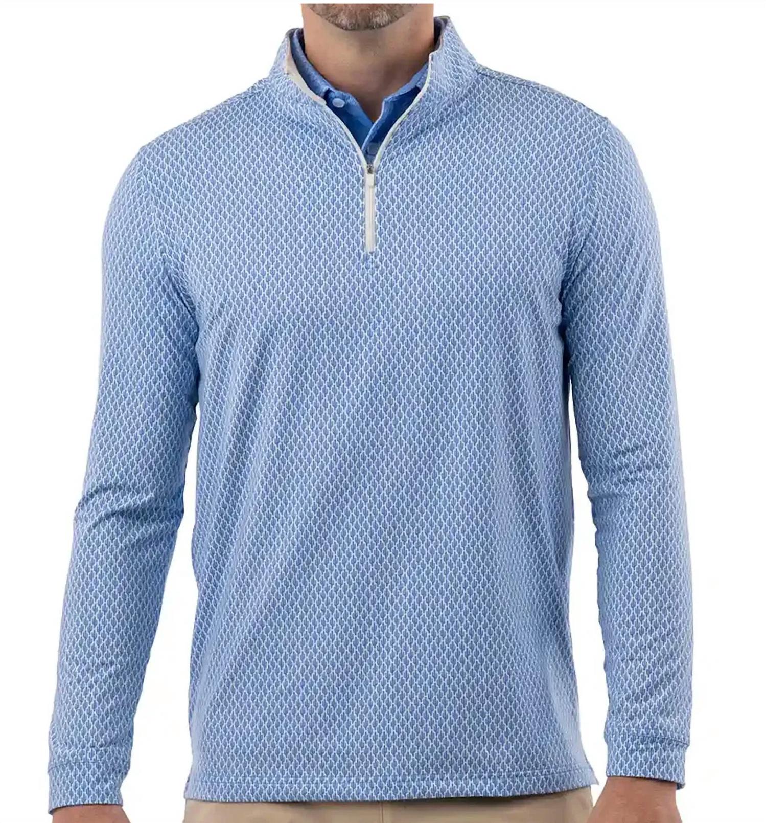 Good Good Golf Sky High Quarter Zip Polo in blue - men's shirt