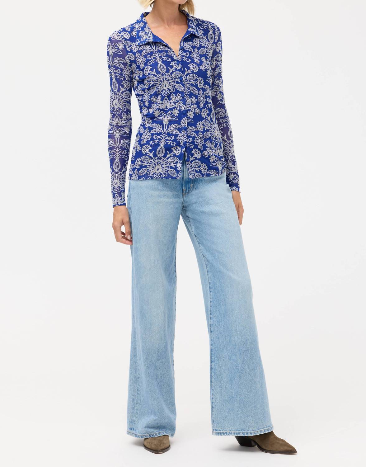 Johnny Was - MARICEL MESH BUTTON DOWN SHIRT