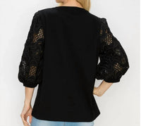 Joh - Pointe Knit Top with Lace