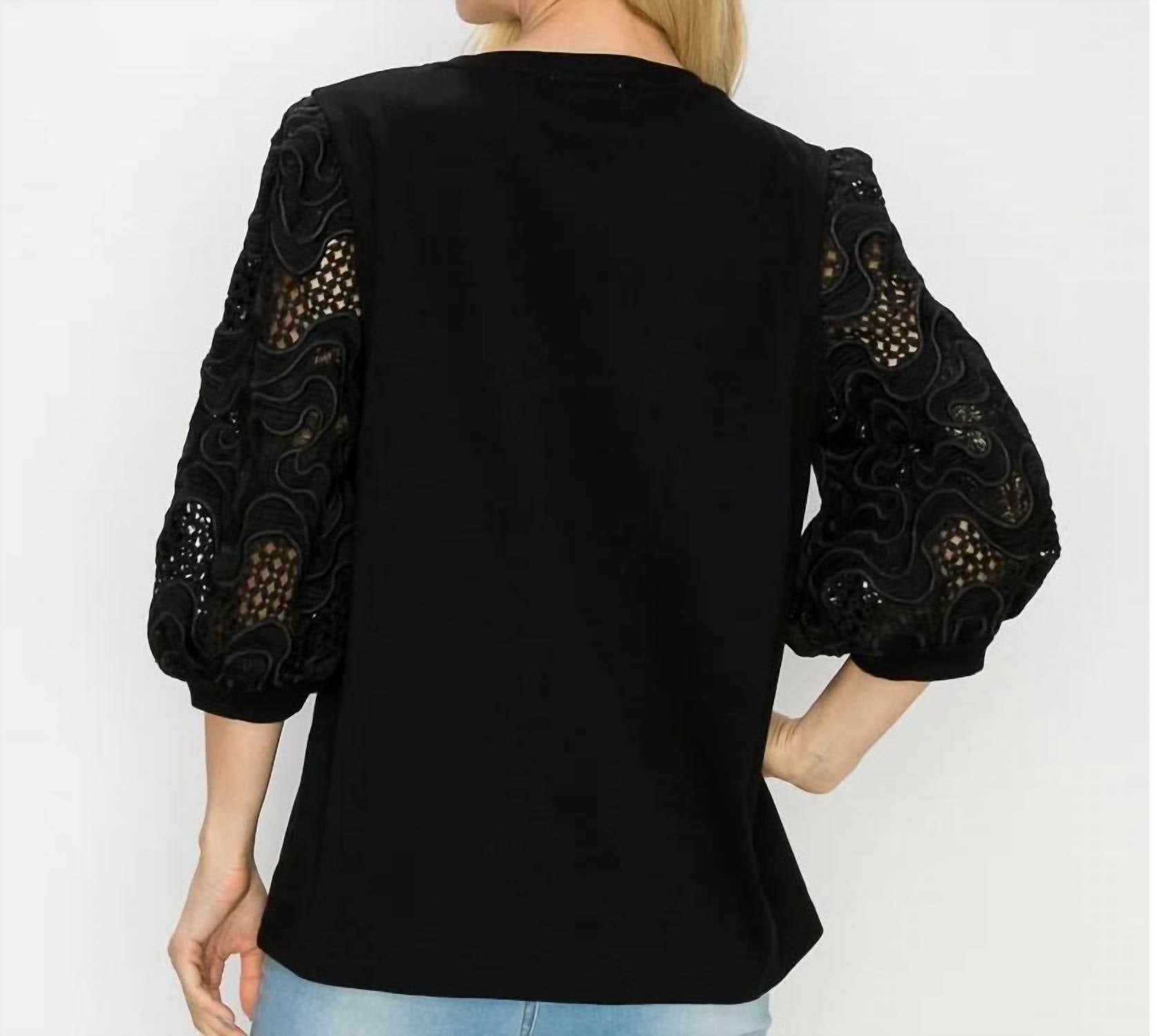 Joh - Pointe Knit Top with Lace