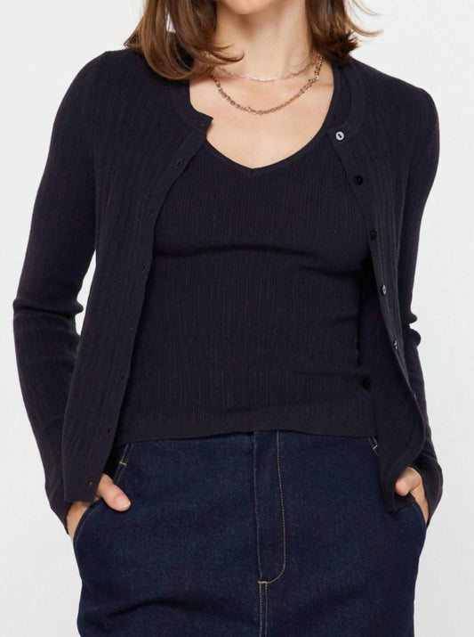 Current Air - Ribbed Cardigan With Tank Top Set