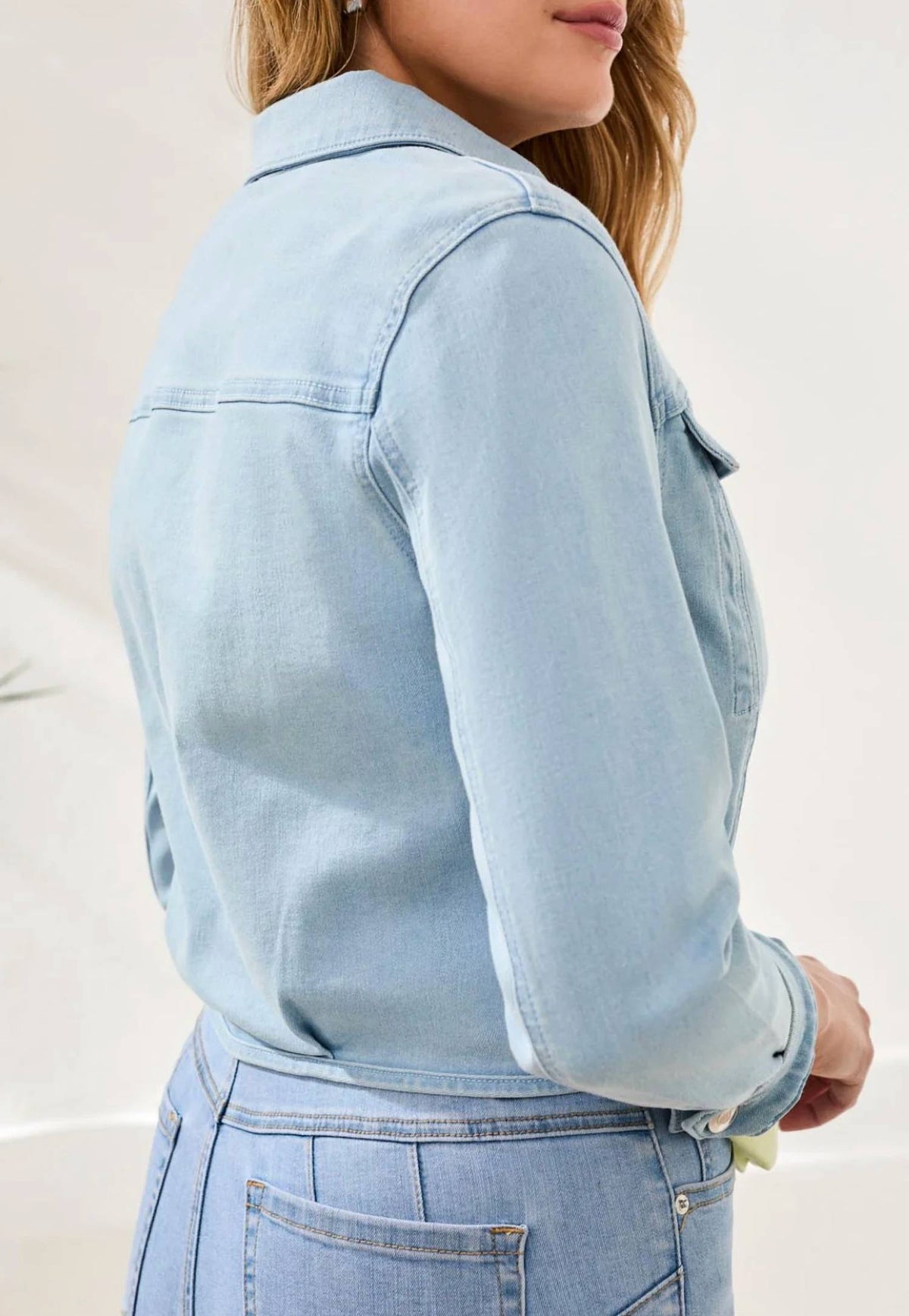 Tribal - Cropped Denim Jacket With Back Pleats
