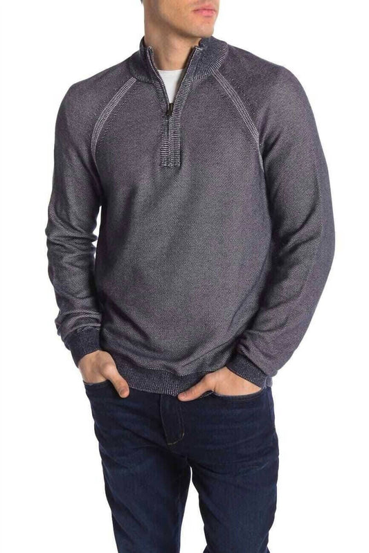 Tailor Vintage - Birdseye Reversible 1/4 Zip Knit Pullover Sweater