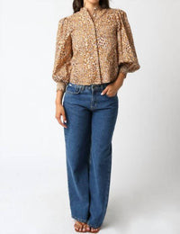 Olivaceous - Amina Leopard Print Blouse