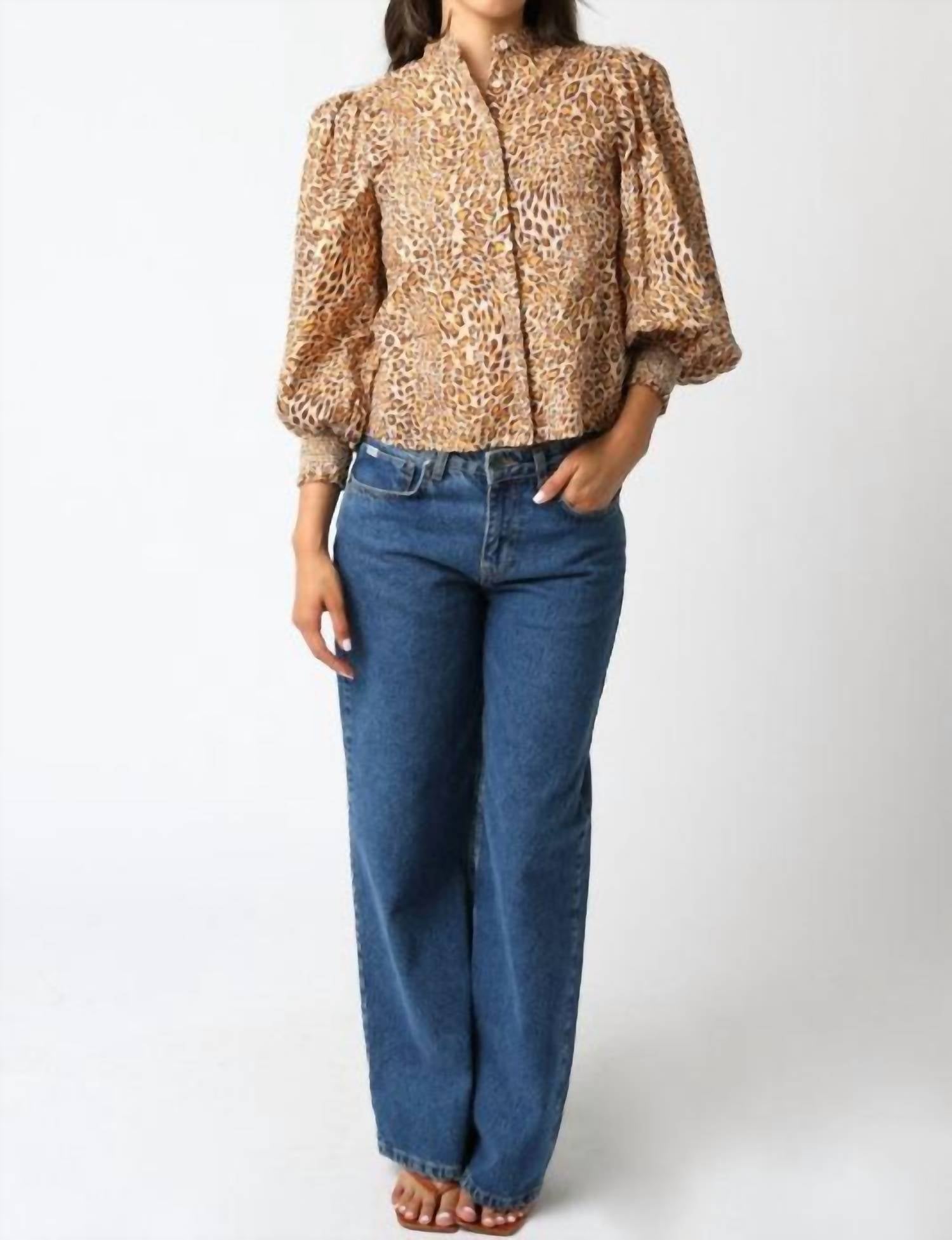 Olivaceous - Amina Leopard Print Blouse
