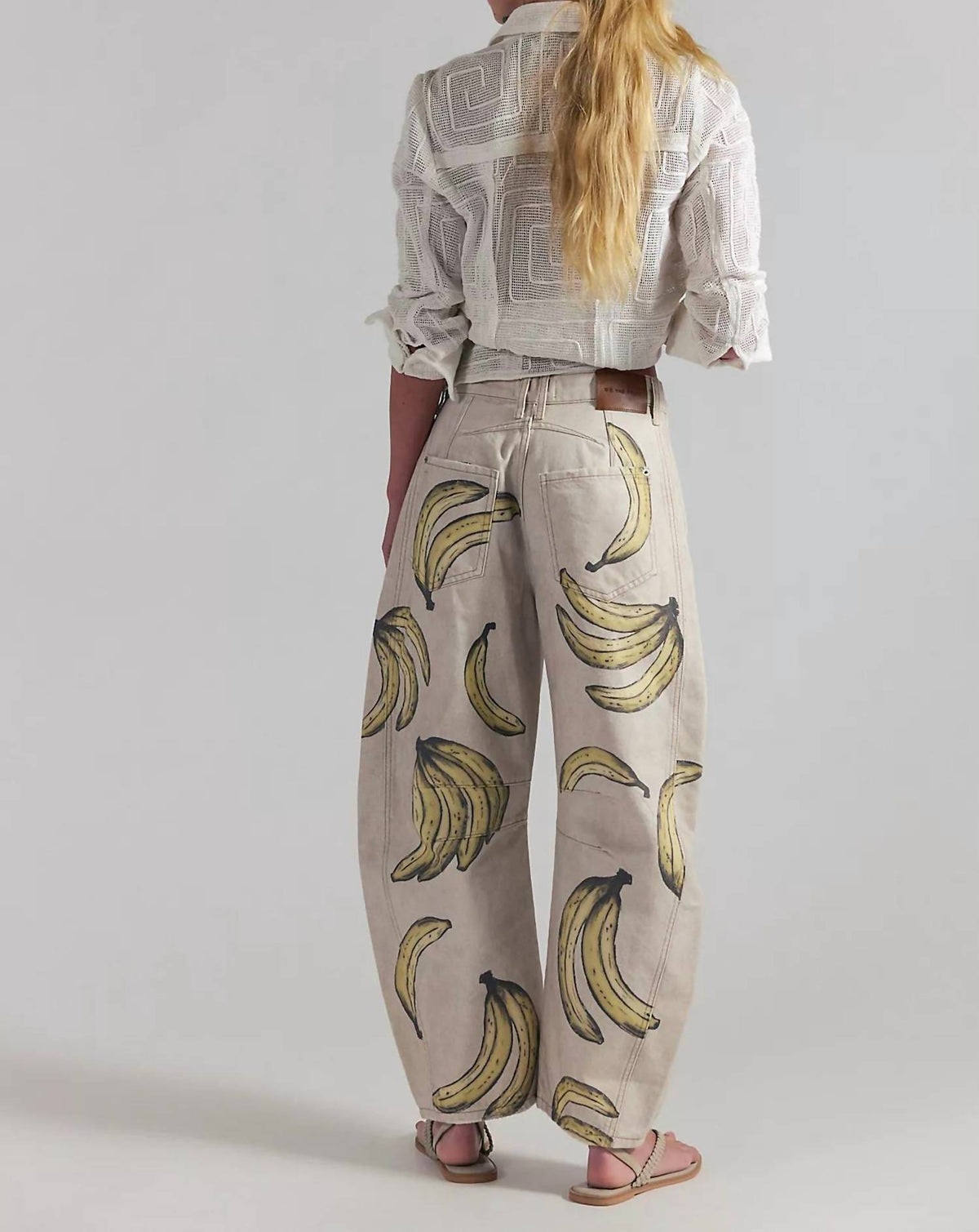 Free People - Good Luck Printed Barrel Jeans
