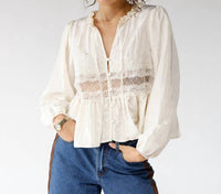 By Together - Stella Sheer Lace Detail Blouse