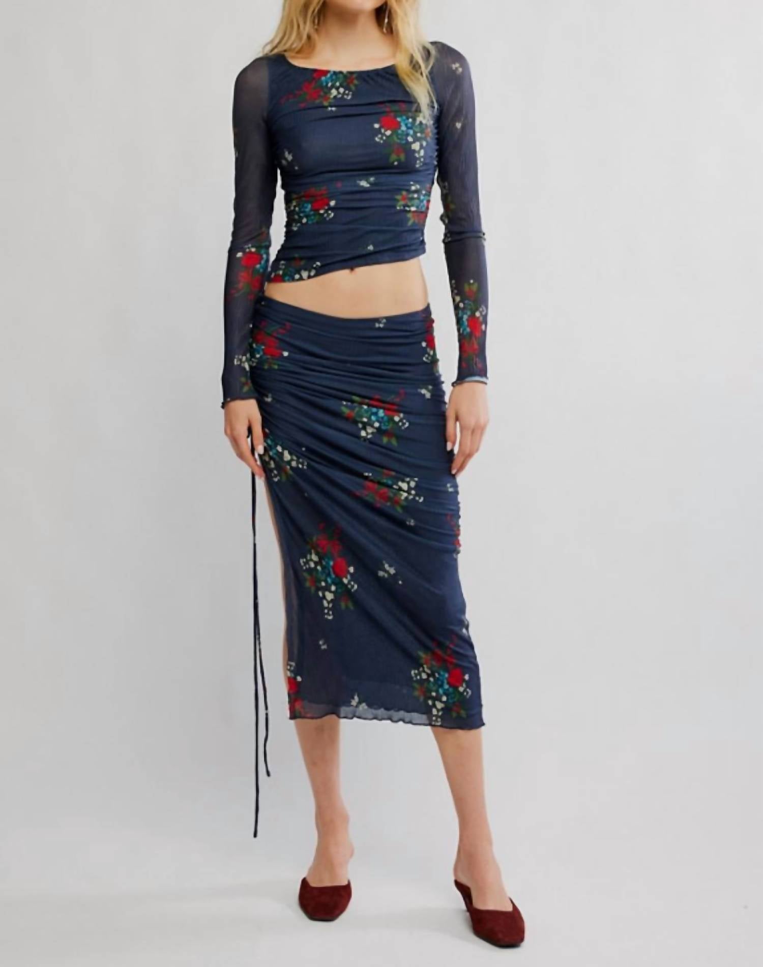Free People Crimson Lights Set in navy combo - women's skirt